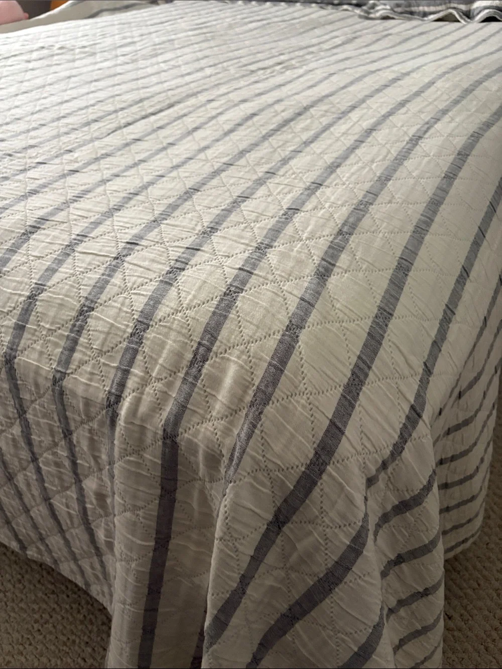 Pine Cone Hill Quilt Set Full/Queen Size, Gray Stripe Pattern